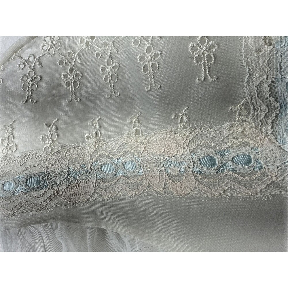 Miss Elaine Sheer Peignoir Robe White Blue Ribbon Style 289B Small Vintage - Picture 6 of 13